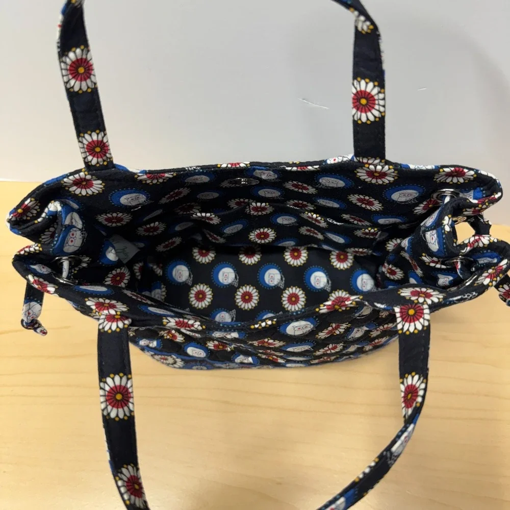 Vera Bradley Sherry Handbag Quilted Cotton Retired Night Owl Pattern w Flowers
